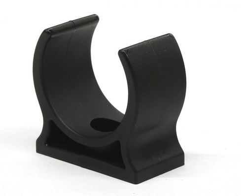 Plastic spring clip K6 black, with hole M4