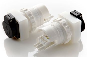 Two-part interlocking with Schuko socket outlet
